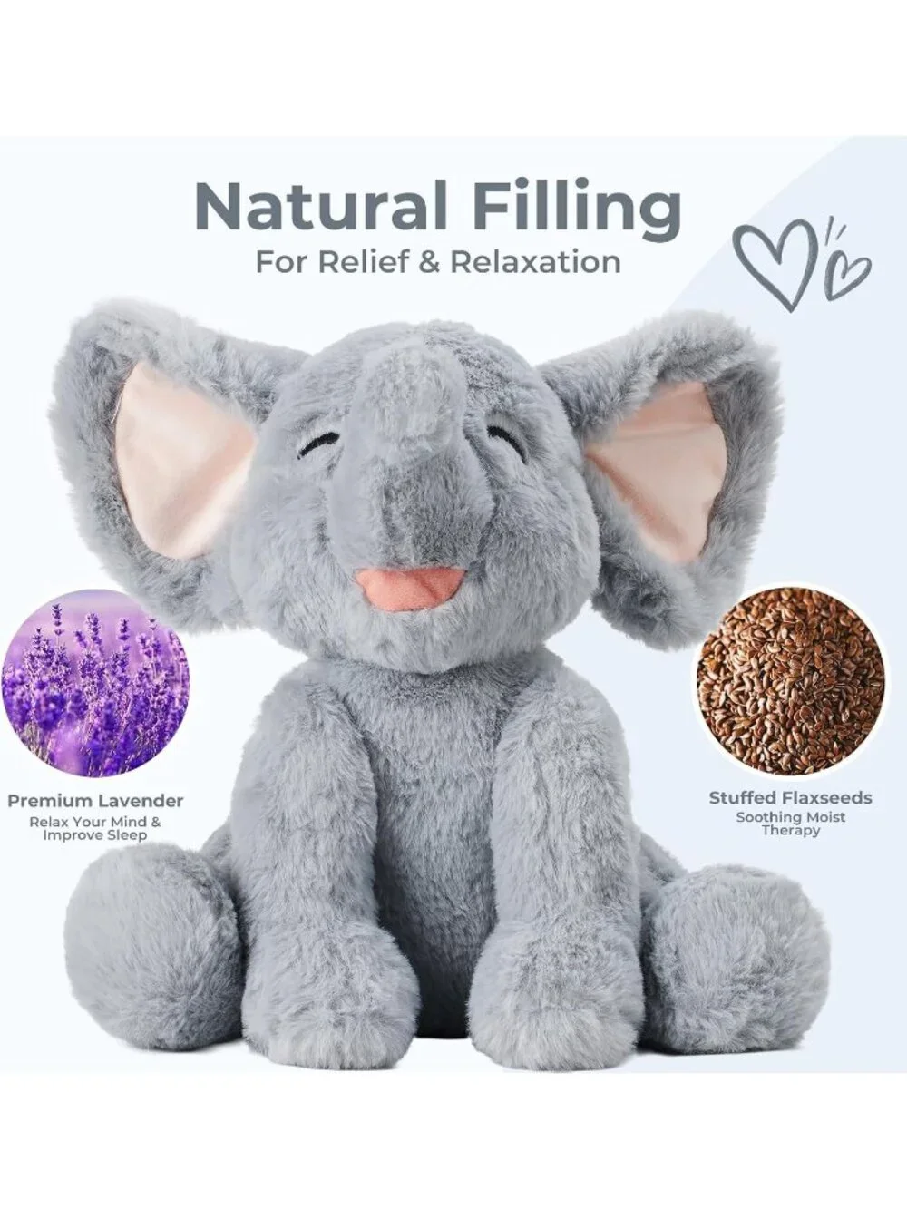 Elephant Weighted Plush Lavender Scented Microwavable Heating Pad Cozy Toy